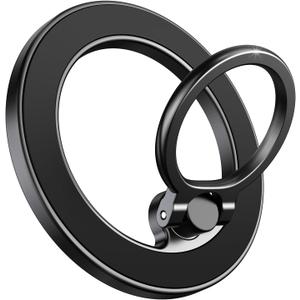 Fashionable Magnetic Phone Ring Holder for Magsafe, Magnet Finger Ring Grip Stand, Compatible with PopS0ckets MagSafe Accessories for Women iPhone 16 e, 15,14, 13, 12 11 Pro/Max/Plus, Black