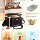 LOVEVOOK Insulated Lunch Bag For Women Men,Expandable Double Deck Lunch Box With Large Cup Holder,Leakproof Cooler Bag For Adult Lunch Tote Bag Work Picnic Beach with Adjustable Shoulder Strap Gift