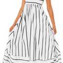 chouyatou Women's Striped Back Smocked Maxi Dress Sexy Spaghetti Strap Cut Out Flowy Swing Long Dress L