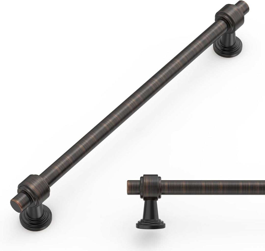 Amerdeco 10 Pack Oil Rubbed Bronze Cabinet Pulls 7.5 Inch(192mm) Hole Center Drawer Pulls Cabinet Hardware Kitchen Cabinet Handles for Bathroom ZH0069