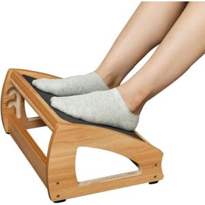 StrongTek Ergonomic Under Desk Footrest, 3 Adjustable Heights Wooden Office Footrest, Large Anti-Slip Surface, Improves Posture and Blood Circulation, up to 400lbs (Natural) (16.465*11.22*7.20 Inch)