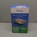 50 Pack (100-Piece) 24 oz Meal Prep Containers Reusable with Lids, Sturdy Leakproof & Food Safe, Microwave, Freezer, Dishwasher Safe Prep Containers, To Go Take Out Plastic Food Storage