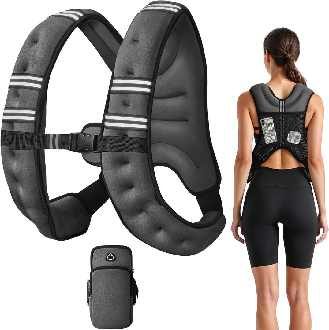 2 x Weighted Vest, 8lb Weight Vest with Reflective Stripe, for Men Women Workout Equipment for Strength Training, Running, Jogging, Fitness, Weight Loss