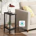 TUTOTAK Small End Table with Charging Station, Narrow Side Table with USB Ports and Outlets, Set of 2, Skinny Sofa Table, Slim Nightstand, Living Room, Bed Room, Black TB01BK0602