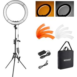 NEEWER 18 Inch Ring Light with Tripod Stand, 55W Large LED Ringlight, Cold Shoe Phone Holder Compatible with iPhone Camera for Video Recording Photography Streaming Selfie Makeup Studio Photo, RL-18