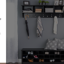 Prepac 60" Contemporary Wall Mounted Coat Rack, Coat Hooks Wall Mount with 4 Shelves, Ideal for Hallway or Entryway Storage Solution, 11.5"D x 60"W x 16.5"H, Black