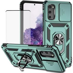 Yodueiv for Galaxy S20 5G Case, Samsung S20 SM-G981U Case with Tempered Glass Screen Protector and Slide Camera Cover, Magnetic Ring Car Mount Holder Protective Cover for Samsung Galaxy S20 5G Green