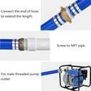 DAVCO 1.25" ID x 50 ft Pool Backwash Hose, Heavy Duty Reinforced Blue PVC Lay Flat Water Discharge Pump Hoses For Swimming Drain Pools and Clean Filters, With Aluminum Pin Lug Fittings