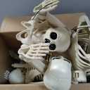 4Pack 36 Inches Pose-N-Stay Halloween Skeleton Life Size Full Body Posable Movable Jonints for Halloween Decoration Decor
