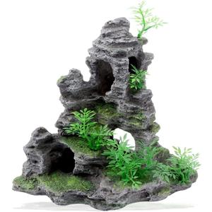 YXQ Aquarium Ornament Mountain Decor Stone Statue Rockery Cave Landscape for Fish Tank Decorations, Large