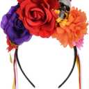 DreamLily Day of The Dead Headband Costume Rose Flower Crown Mexican Headpiece BC40
