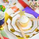 Coterie Gold Brushstroke Small Paper Plates (Set of 10)  Colorful Painted Appetizer or Dessert Plates for Birthdays Brunch Showers  Modern Art Party Plates | 7.25"