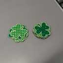 24 Pcs St Patricks Day Decorations Shamrocks Wooden Clover Ornament Shamrock Wooden Cutouts Hanging Ornament with Rope for St Patrick's Day Tree Table Decor(Glitter Style)