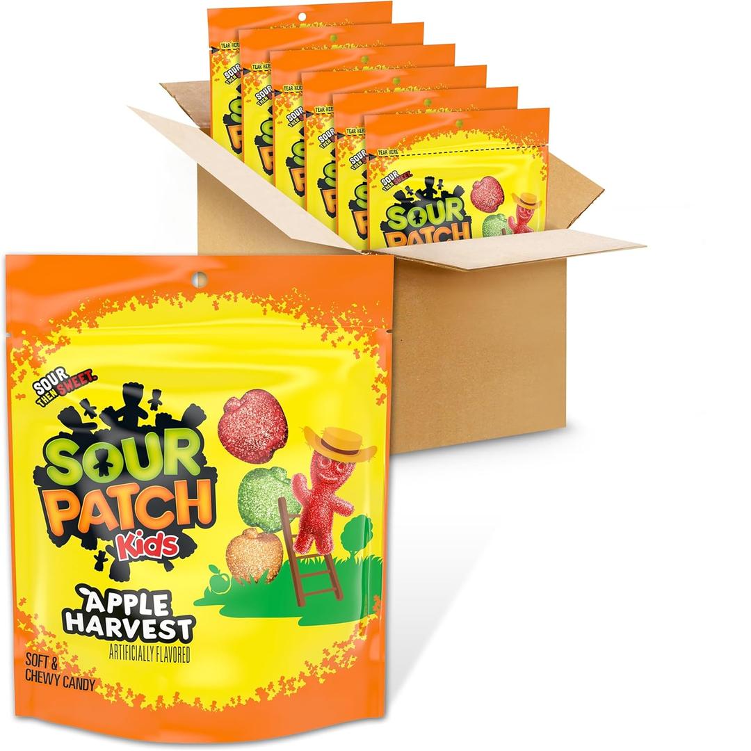 SOUR PATCH KIDS Apple Harvest Soft & Chewy Candy, Halloween Candy, 6 - 10 oz Bags (EXP 04/01/26)