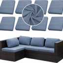 Outdoor Cushion Covers Set, 5PCS Waterproof Patio Furniture Couch Seat Slipcovers, Replacement for Sofa Sectional Chair(CoverOnly) (West Lake Blue)