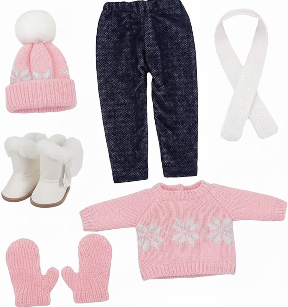 Yardwe 1set Doll Christmas Outfit Festive Holiday Dress-up Costume Sweater Pants Hat Gloves Scarf Shoes for Celebrations and Craft Projects