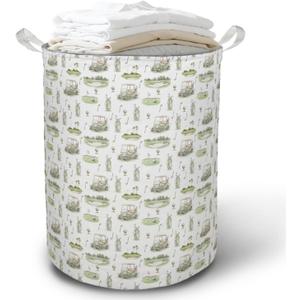 Golf Laundry Basket Hamper, Golf Nursery Decor, Golfing Lover Golfer Gifts Foldable Clothes Toys Books Storage Box Bins Baskets Organizer for Kids Bedroom Bathroom Sports Room