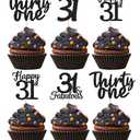 24 Pcs 31 Birthday Cupcake Toppers -BLACK Glitter, 31st Cupcake Topper for Men,31 Cupcake Topper For Women, 31st birthday decorations,31st Birthday Cupcake Topper Thirty One