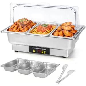 Dyna-Living Electric Chafing Dishes for Buffet, 9.5QT 1/3 Size Pan Chafing Dish Buffet Set 600W Electric Buffet Servers and Warmers with Temp Control Display Food Warmers for Parties Catering Buffet