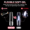 UNA GELLA Nail Tips Square XXL Long: Full Cover Pre-file Square Straignt Gel Nail Tips No C Curve for DIY Press On Nails 216PCS, 12 Sizes Gel Nail Extensions Art Salon