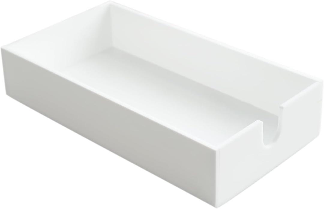 Acrylic Napkin Holder for Bathroom, Guest Towel Holder Tray, Bathroom Disposal Paper Hand Face Towels Holder (White)