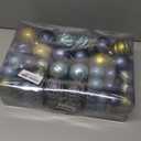 100Pcs Blue Gold Christmas Ornaments Set, Assorted Shatterproof Christmas Ball Ornaments, Christmas Tree Theme Hanging Decoration for Xmas Tree Holiday/Party/Home Decor (Blue & Gold)