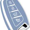 For Hyundai Key Fob Cover, Soft TPU Protection Key Fob Case Compatible with Hyundai Santa fe Genesis Equus Azera Smart Car Key Accessories (Silver Blue)