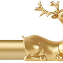 TANGWIN Gold Decorative Curtain Rods for Windows:18-45 Inch Adjustable Farmhouse Curtain Rod for Bedroom Living Room,Heavy Duty Rustic Drapery Rods with Vintage Deer Finials Easy Install,Brass Gold