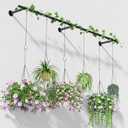 Hanging Planter Hanger, 63 Inch Indoor Plant Hanger Rod, Black | with 6 Hanging Chains & Hooks, Wall Mounting Plants Rod, Home Decoration, Indoor & Outdoor Use, Pots Not Included