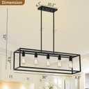 Yusist 5-Light Dining Room Light Fixture, Black Farmhouse Kitchen Island Lighting, Rustic Pendant Light Over Table with Adjustable Rods, Modern Linear Chandeliers for Dining Room Kitchen Island