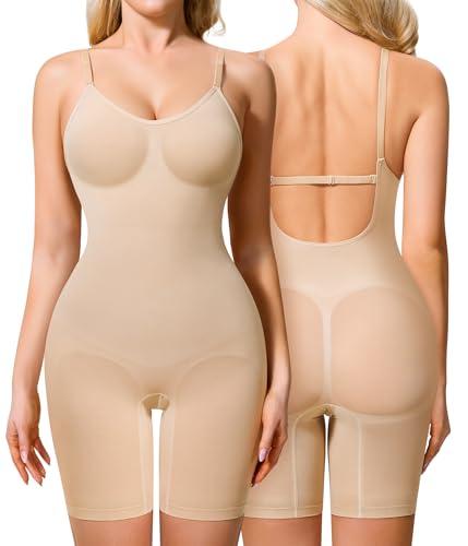 Irisnaya Shapewear Bodysuit for Women Tummy Control Backless Seamless Butt Lifter Full Body Shaper Sculpting Body Suit M