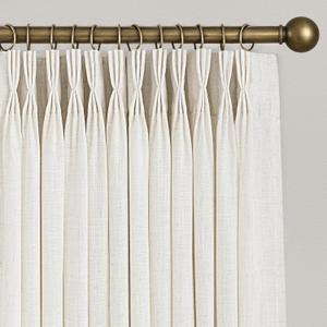 Triple Pinch Pleated 90 inch Long Linen Curtains 2 Panels Set for Living Room Track System Curtains Neutral Modern Farmhouse Light Filtering Semi Sheer Linen Blend Pinch Pleat Drapes 90 Length Cream, 40"W x 90"L