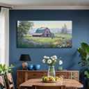 Acocifi Barn Picture Farmhouse Wall Art, Rustic Landscape Painting Farm Cow Print Textured Artwork Large Framed for Living Room Bedroom Dining Room Kitchen Office Home Decor 40"x20"
