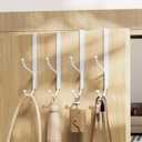 2 x niffgaff Lang Over Door Hook 2-Pack - Heavy Duty Door Hook with Support Pads, 9 Inches Tall Child-Friendly Height, No Drilling Required, Fits Doors Up to 1 Inches Thick, Alloy Metal, White