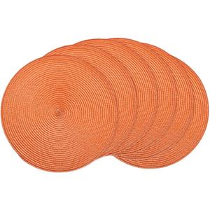 AHHFSMEI Round Braided Placemats 15 Inch Round Table Mats for Dining Tables Natural Woven Heat Resistant Place mats, Set of 6 (Orange)