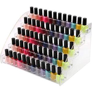 5 Tiers Acrylic Clear Plastic Nail Polishes Organizer Lipstick Holder Display Stands Essential Oils Storage Rack Dropper Bottles for Cosmetics Shop Store Display Toy Candy Holder Goods Shelf Show Case
