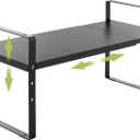 Across-Star Expandable Cabinet Shelf Organizer Rack, Stackable Kitchen Counter Storage Shelves Stand, Adjustable Height Pantry Shelf Spice Rack (Black, 1 Pack)