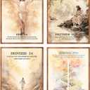 4Pcs Framed Jesus Poster Minimalist Christian Motivational Earth Tone Verse and Bible Stories Scripture Canvas Painting Wall Art for Living Room Bedroom Church Decoration8x10in Unframed (Beige)