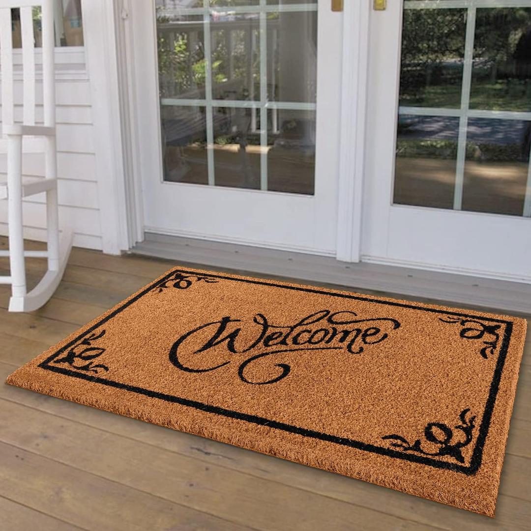 LuxUrux Extra Large Welcome Mats Outdoor Coco Coir Doormat, with Heavy-Duty PVC Backing - Natural - Perfect Color/Sizing for Outdoor/Indoor uses. (24 x 36 Inch)