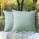 OTOSTAR Pack of 2 Decorative Outdoor Waterproof Throw Pillow Covers 18x18 Inch Garden Square Pillow Cases Outdoor Pillow Covers Cushion Case Patio Pillow Shells for Sofa Couch Tent Bench Decor (Mint)