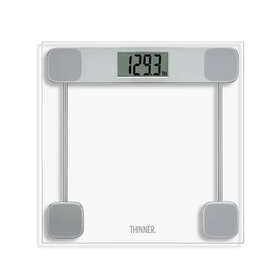 Thinner by Conair Scale for Body Weight, Digital Bathroom Scale in Clear Tempered Glass