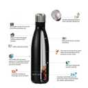 Stainless Steel Vacuum Insulated Double Wall Water Bottle Leak Proof No Sweating BPA Free Reusable Coffee Bottle for Home Office or Travel (Black Rose, 16 OZ)
