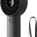JISULIFE Handheld Fan Life4, 5000mAh Portable Rechargeable Fan, 5-Speed Turbo Wind, 17.5 Hrs Cooling, LED Display, Gifts for Men/Women, Essential for Travel,Beach,Vacation,Makeup,Concerts,Cruise-Black