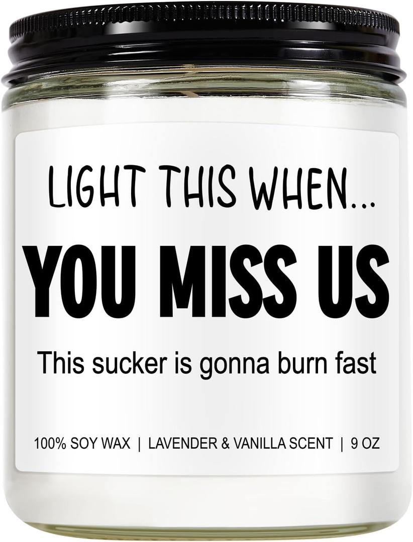 Younift Funny Scented Candle, We Will Miss You, Moving Away Gifts for Friend, Farewell, Goodbye, Going Away Gifts for Coworkers Women, Men, Boss, Coworker Leaving, Retirement Presents - 9 oz