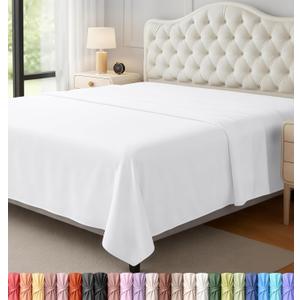 Utopia Bedding Flat Sheet - Soft Brushed Microfiber Fabric - Shrinkage & Fade Resistant Top Sheet - Easy Care - 1 Flat Sheet Only (King, White)