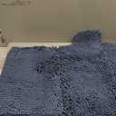 HOMEIDEAS 3 Pieces Bathroom Rugs, Ultra Soft Non Slip Absorbent Chenille Toilet Bath Mat Set (Grey Blue)