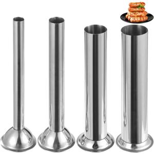 4Pcs Sausage Stuffing Tubes,Stainless Steel Sausage Stuffer Funnels for Meat Grinder,Sausage Filling Tuber,Sausage Stuffer Parts,Multiple Diameters 4 Sizes 0.63"/16mm,0.86"/22mm,1.26"/31mm,1.5"/38mm