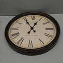 Bernhard Products Large Decorative Wall Clock 20 Inch Silent Non Ticking Battery Operated Quartz Vintage Stylish with Rustic Dark Brown Rim for Home Living/Dining Room Kitchen & Over Fireplace, Rustic Brown