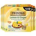 Twinings Lemon & Ginger Herbal Tea Individually Wrapped Bags, 50 Count (Pack of 6), Tangy Lemon & Spicy Ginger, Naturally Caffeine-Free, Enjoy Hot or Iced, 300 Teabags