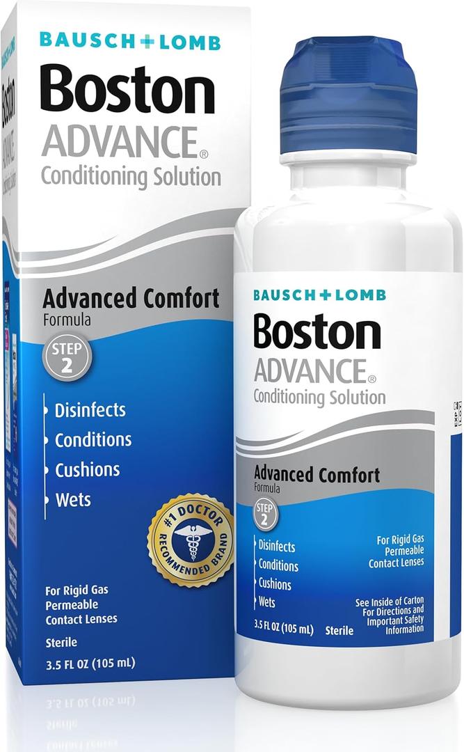 Boston ADVANCE Contact Lens Conditioning Solution for Rigid Gas Permeable (RGP) Lens, Step 2, Conditions and Wets for Comfort, 3.5 Fl Oz (Pack of 2)